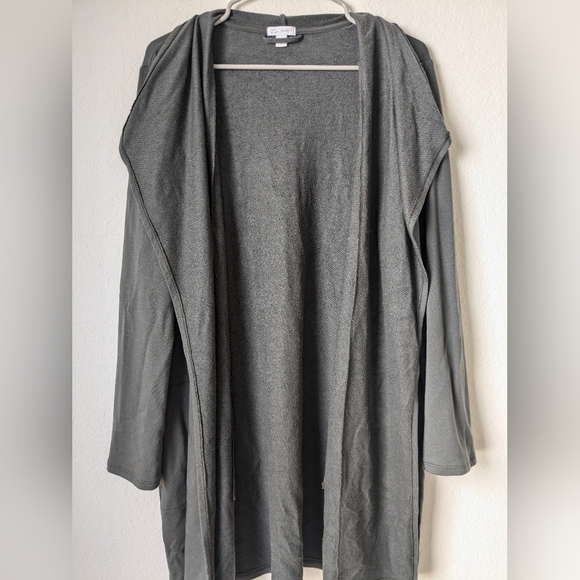 J. Jill Pure Jill Olive Green Open Front Longline Tencel Blend Cardigan Layering - Picture 7 of 11
